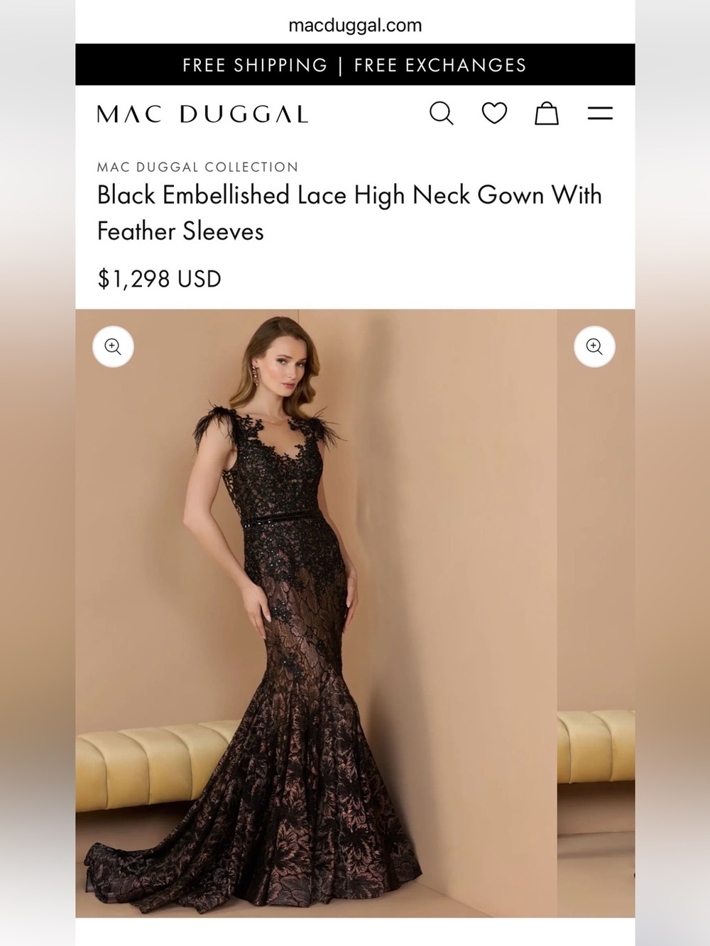New Mac Duggal Black Lace Evening Gown - Picture 4 of 12